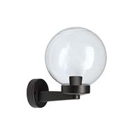 Applique murale extérieure avec sphère, Globe de Jardin 200mm avec support, culot E27, compatible LED, étanche IP44, pour jardin, parcs, copropriétés, terrasses. Transparent