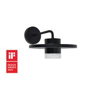 Applique murale extérieure classique noire LED 7W avec bras et abat-jour ronde