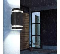 Applique Murale extérieure E27, éclairage indirect IP65, Forme carrée Moderne, décorative, en Aluminium Noir, pour Jardin, Couloir, Salle de Bain (lumière Blanche, Simple)