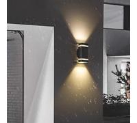Applique Murale extérieure E27, éclairage indirect IP65, Forme carrée Moderne, décorative, en Aluminium Noir, pour Jardin, Couloir, Salle de Bain (lumière Chaude, Simple)
