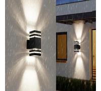 Applique Murale extérieure E27, éclairage vers Le Haut et vers Le Bas, IP65, Style carré Moderne, en Aluminium Noir, pour Jardin, Couloir, Salle de Bain (lumière Neutre, Occultation).