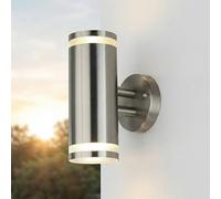 Applique murale extérieure en acier inoxydable LED GU10 2 flammes H : 23 cm IP44 3000 K 700 lm Applique murale moderne Up Down pour l'extérieur Lampe de terrasse Lampe de balcon Lampe d'extérieur