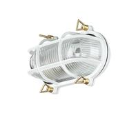 Applique murale extérieure en laiton et verre, blanc, IP64, pour balcon et jardin, B:21 cm, E27, lampe de bateau, style maritime, cannelée, rustique, SKIATHOS