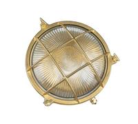 Applique murale extérieure en laiton et verre IP64 pour jardin et terrasse Ø24 cm E27 max. 18 W Rustique Maritime Lampe extérieure ronde SERIFOS