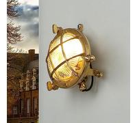 Applique murale extérieure en laiton verre IP44 terrasse jardin Ø14 cm ronde G9 lampe de bateau maritime SERIFOS