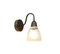 Applique Murale Extérieure Étanche, Lanterne Vintage Col de Cygne de 20 Cm Avec Verre Côtelé Transparent, Douille E27, Style Industriel, En Fer Et Aluminium, Idéale Pour Jardin, Terrasse, Couloir, Por