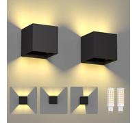 Applique murale extérieure GU10, lot de 2, noire, en aluminium, 7W, 500lm, lumière blanche chaude, dimmable, indice de protection IP65