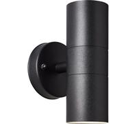 Applique Murale Extérieure JANDY 2L Noir Métal Verre, BRILLIANT, GU10 max 18W, IP44, H.17xP.11,2xL.8,5cm