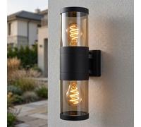 Applique Murale Extérieure Lampe De Balcon Fumé Noir 2 Flammes Up Down LED