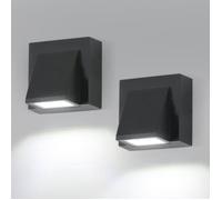 Applique murale extérieure LED 2 pièces 5W 6500K IP65 carrée aluminium noire