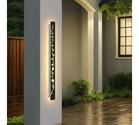Applique Murale Extérieure LED, Fleurs De Magnolia Applique Murale Extérieure Creuse 34W Appliques Extérieures Noires Étanches 3000K Éclairage Extérieur Pour Villas, Terrasses, Cours, Porches, 100cm