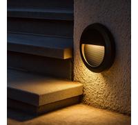 Lampe d'escalier Lampe d'extérieur Lampe de façade noire Lampe d'escalier Lampe de terrasse ronde, IP65, LED 2W 80Lm blanc neutre, DxH 15x2,7 cm