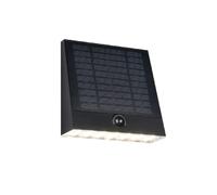 Applique murale extérieure LED solaire hybride 6W noire avec détecteur de mouvement