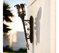 Applique murale extérieure modèle FACKEL CASTLE, 90 cm, noire/cuivre, IP44, culot E27
