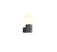 Applique murale extérieure noire avec boule opaline et détecteur de mouvement E27 40W