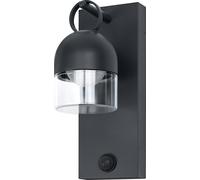 Applique murale extérieure OSRAM, gris foncé, 6,5 W, 400 lm, 3000 K, angle de diffusion de 110°, indice de protection IP65, durée de vie de 50 000 heures, détecteur de mouvement PIR, verre, aluminium