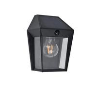 Applique murale extérieure solaire noire style lanterne E27 2W avec détecteur de mouvement