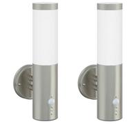Vidaxl Applique Murale Extérieure Avec Détecteur 2 Pcs Argent Acier Inoxydable Ip44