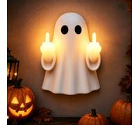 Applique murale fantôme doigt d'honneur en résine fantaisie Halloween | Veilleuse fantôme mignon avec geste du majeur, 17 x 13 x 21 cm, lampe murale LED amusante pour chambre à coucher