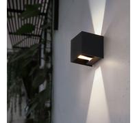 Applique Murale Feu Avant Extérieur Lampe de Jardin LED Effet Lumière Noir 10 CM