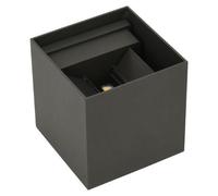 Applique murale grise graphite, 12W, double faisceau, indice de protection IP65, forme cubique - Lumière neutre 4000K - 5500K