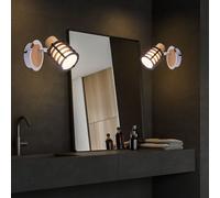 Applique Murale Holzleuchte Spot Mobile Maison de Campagne Métal Bois 2er Set