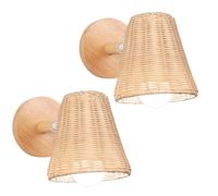 Applique Murale - IDEGU - Vintage en Bambou - E27 - 60W - Style Bohème Industriel