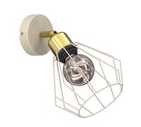 Applique murale industrielle beige et dorée réglable avec abat-jour filaire 1xE27