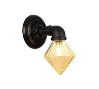 Applique Murale Industrielle Vintage En Forme de Tuyau D'Eau Avec Abat-Jour En Verre Diamant, Style D-Century Steamwalls, Idéale Pour Chambre, Loft, Salon Ou Cuisine.