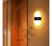 Applique Murale Intelligente avec détecteur de Mouvement et Interrupteur, Rechargeable par USB, sans Fil, pour Couloir, tête de lit ou Salon (lumière Chaude, Noir)