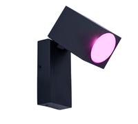 Applique murale intelligente orientable pour l'extérieur, spot à intensité variable, éclairage de balcon en aluminium noir, contrôle par application, CCT, LED RVB 4,5W 290Lm, LxHxP 6,6x10x9,2 cm