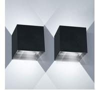 Applique Murale Interieur 12W 2pcs LED Applique Murale Exterieur Angle de Faisceau réglable Appliques Murales IP65(Noir)