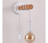 Applique Murale Intérieur,Avec câble et fiche,Luminaire avec Support en Bois Suspension Applique pour Chambre Salon Couloir Escaliers.(sans ampoules) (Blanc)