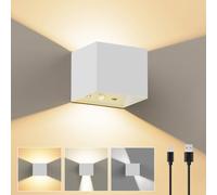 Applique Murale Interieur Rechargeable avec Détecteur de Mouvement, Blanc | Faisceau Haut et Bas Ajustable, Dimmable Contrôle Tactile, Batterie Lampe Murale Sans Fil LED, Installation Magnétique