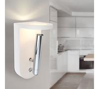 Applique murale intérieur salon moderne Applique avec spot mobile en plâtre, verres blancs interchangeables, 4,2 watts 180 lumen 3000 Kelvin, HxL 22x10,5 cm