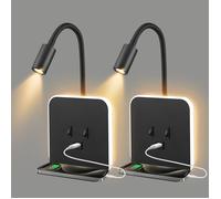 Applique Murale Intérieure LED,Liseuse de Chevet LED avec Interrupteur Port USB,Plateau,360°Réglable Applique Murale Lampe