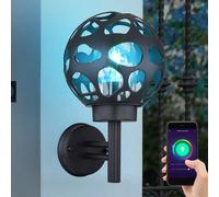 Applique murale Smart Boule Applique extérieure Boule 20 cm Applique extérieureApp Commande ronde, trou Design Aluminium anthracite, RGB LED 8,5W 806Lm, H 32,7 cm