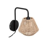 Atmosphera Applique murale Jily Métal noir et papier tressé L 28 x H 26 cm Style bohème