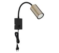 Applique murale lampe de chambre à coucher lampe de bureau applique murale avec prise lampe de lecture, métal plastique, réglable de manière flexible, 1x GU10, LxlxH 32x7x44 cm