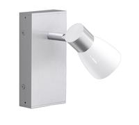 Applique murale lampe de chambre argent applique murale spot en verre réglable, couleur aluminium opale brillant, 1x GU10, LxlxP 16x7x11 cm, Fischer Honsel 30069