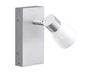 Applique murale lampe de chambre argent applique murale spot en verre réglable, couleur aluminium opale brillant, 1x GU10, LxlxP 16x7x11 cm, Fischer Honsel 30069