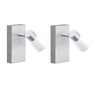 Applique murale lampe de chambre argentée applique murale spot en verre réglable, couleur aluminium opale brillant, 1x GU10, LxlxP 16x7x11 cm, lot de 2