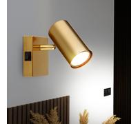 Applique murale Lampe de couloir Applique murale Spot mobile Lampe de chambre à coucher, métal doré, 1x douille GU10, LxH 7x10 cm