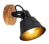 Applique murale Lampe de couloir Métal Bois noir marron Spot réglable H 18 cm