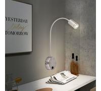 Lampe de lit murale argent Lampe de lecture lampe de salon LED Applique murale chambre à coucher, interrupteur, métal, LED 3W 189Lm blanc chaud, LxLxH 35x9x50 cm