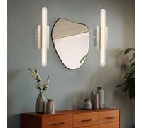 Applique murale lampe de miroir LED lampe de chambre applique murale chromée lampe d'escalier, 4W 260lm blanc chaud, LxH 30 x 5 cm, lot de 2