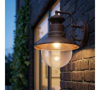 Applique murale LED Lampe d'extérieur Lampe de porte d'entrée couleur rouille Lampe de jardin Lampe de façade, acier verre, 7W800lm blanc chaud, l x h 21,5 x 27 cm