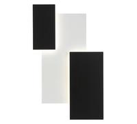 Applique murale lampe de salle à manger applique murale en verre satiné noir blanc lampe design, métal, LED 17,5 W 2100 lm, LxlxH 53x33x6,5 cm, WOFI 4827.03.44.9000