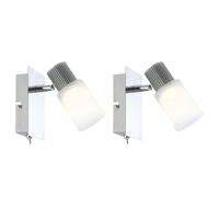 Applique murale lampe de salon lampe de chambre applique LED applique de lecture chromée, avec spot mobile, aspect albâtre, 5W 300lm 3200K, LxPxH 15,5x8x13 cm, lot de 2