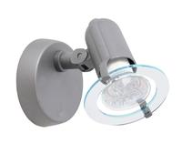 Applique murale lampe de salon ronde grise avec spot mobile, plastique, 1x douille E14